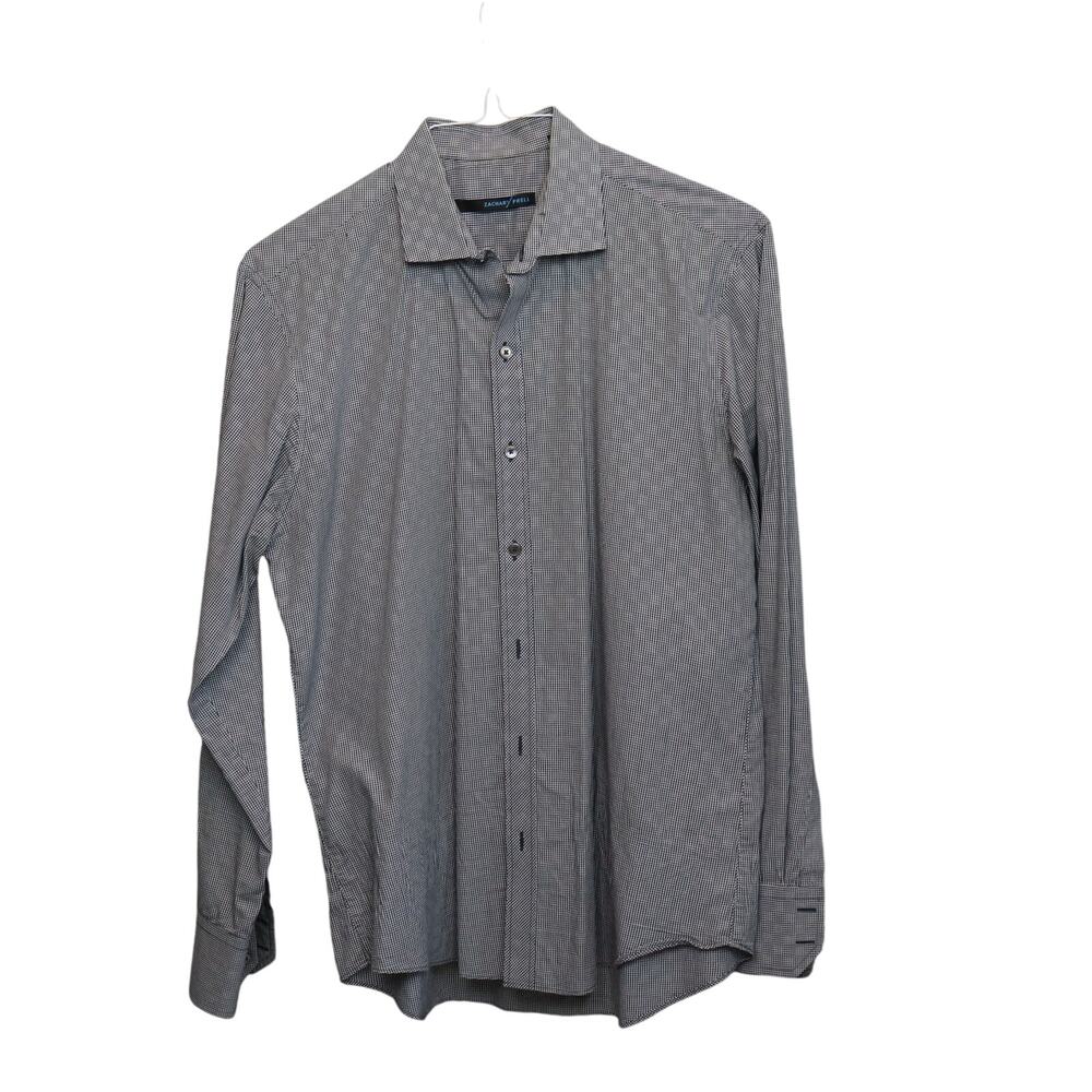 Zachary Prell Black White Micro Check Button-Up Shirt Men’s‎ Medium